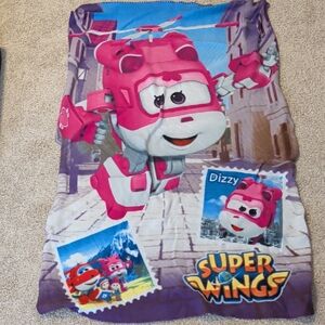 Super Wings Pink Character Blanket